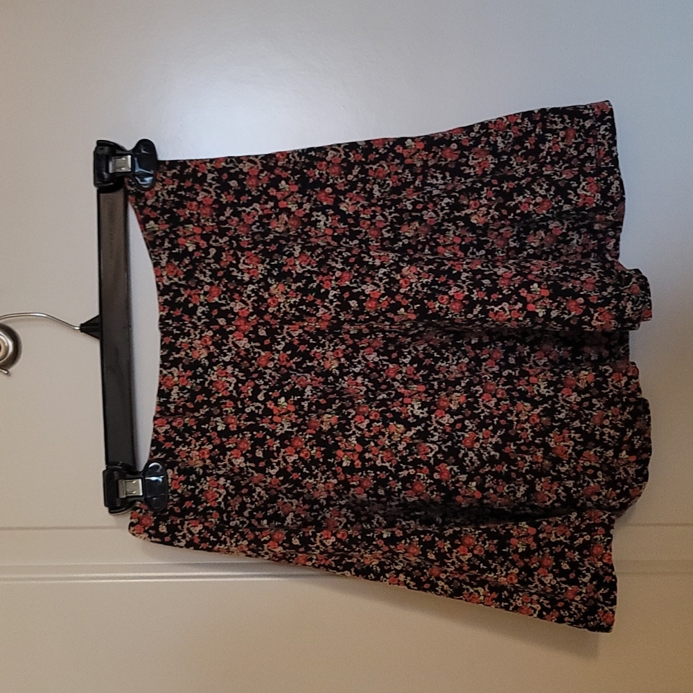 Forever 21 Black Mini Skirt with Red Floral Print
